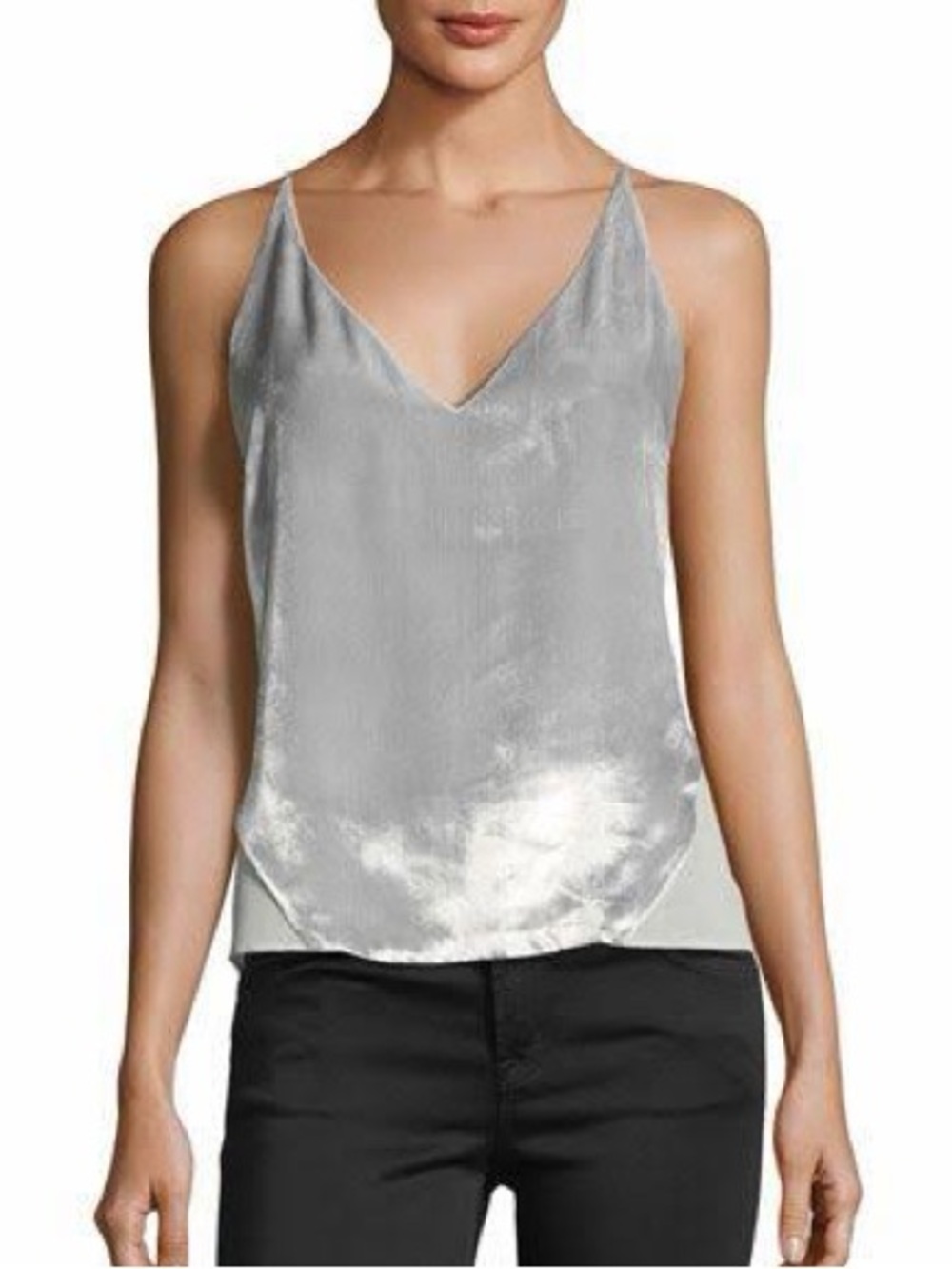 J Brand Silver V-Neck velour Cami